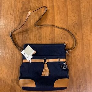 NWT Giani Bernini Denim Purse w/ Leather Trim